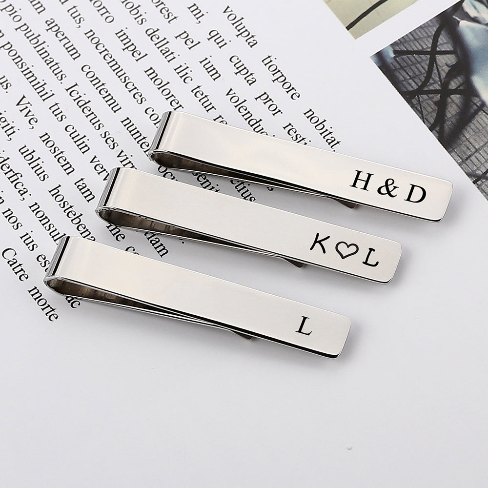 Engraved Handwriting Tie Clip For Him, Wedding Party, Groomsmen Gift