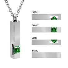 Custom Bar Birthstone Ashes Pendant Cremation Urn Keepsake Necklace