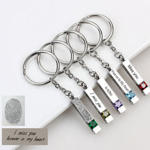 Cremation Keychain with Custom Engraving and Birthstone online - Rectangle Cremation Keychain Pewter LifeStone Pebble