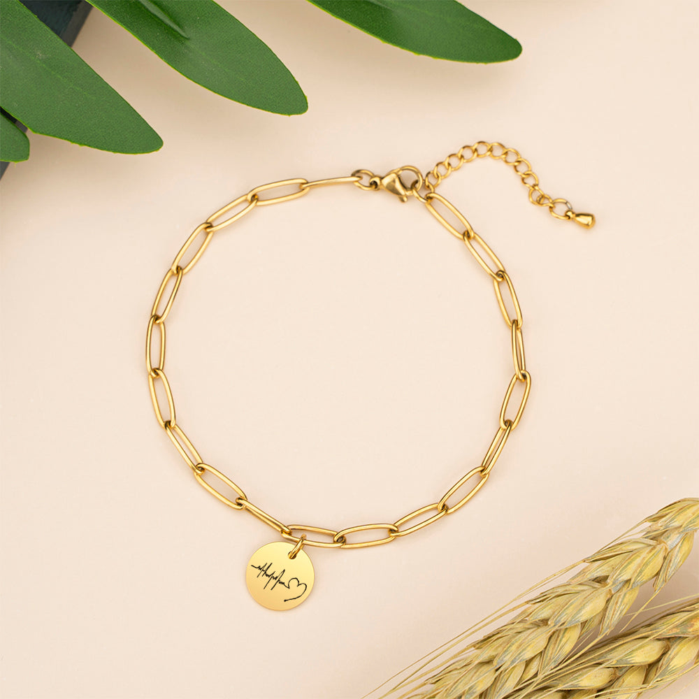 Charm Disc Bracelet Custom Initial Bracelet Personalized Jewelry for Mom Girlfriend