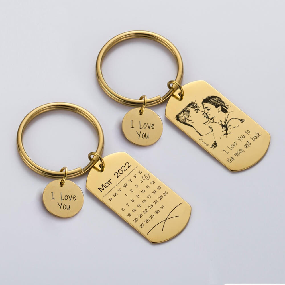 Custom-Calendar-Keychain-Dog-Tag-with-Disc-Keychain-Engraved-Photo-Name-Keyring-Gift-1