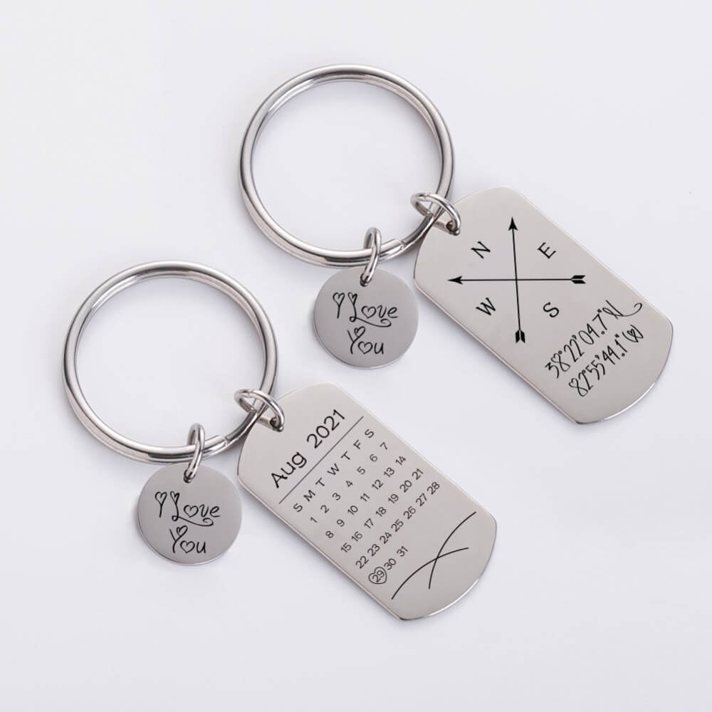 Custom-Calendar-Keychain-Dog-Tag-with-Disc-Keychain-Engraved-Photo-Name-Keyring-Gift-7
