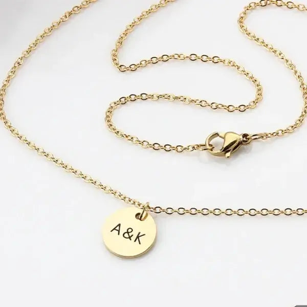 Custom Name Disc Necklace Personalized Letters Tiny Necklaces
