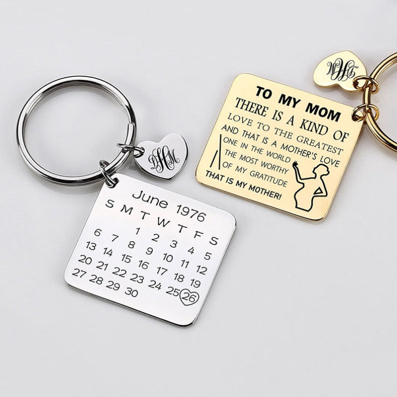 Custom-Photo-Date-Calendar-Engraving-Keychain-Square-Pendant-Keyring-Gift-1