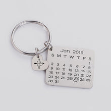 Custom-Photo-Date-Calendar-Engraving-Keychain-Square-Pendant-Keyring-Gift-3