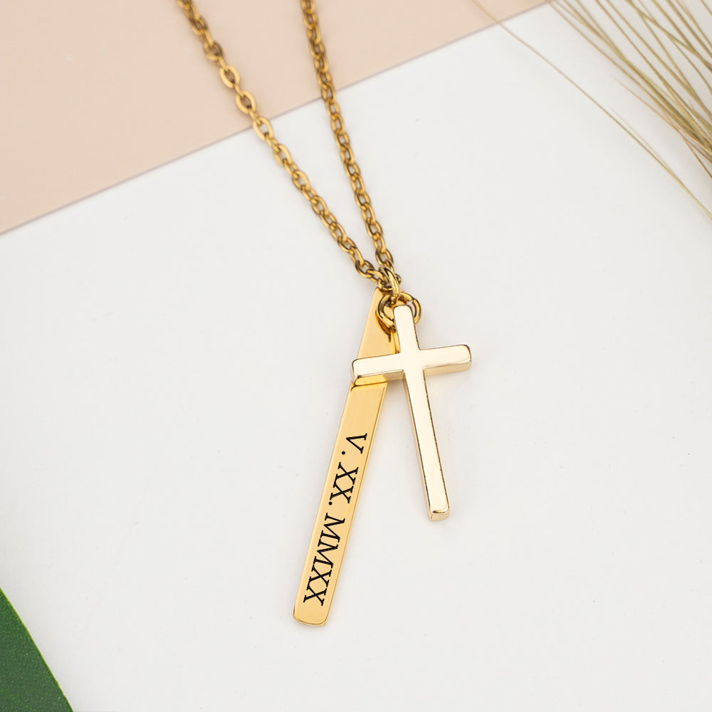 Dainty-Cross-Necklace-with-Bar-Custom-Text-Personalized-Gift-for-Family-Friend-2
