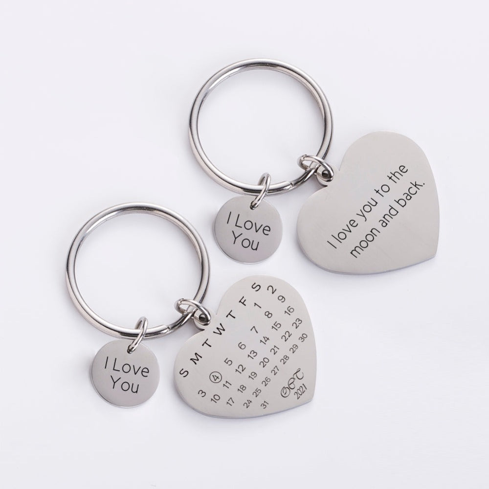 Heart-Calendar-with-Disc-Custom-Keychain-Engraved-Picture-Text-Gift-for-Family-2