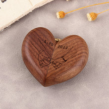 Heart Wooden Ring Box for Proposal, Engraved Ring Box for Engagement Proposal
