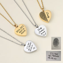 Heart Cremation Urn Pendant Custom Fingerprint for Ashes Holder Keepsake Necklace