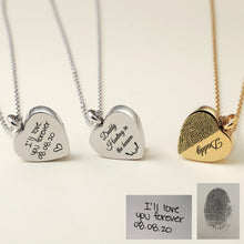 Heart Cremation Urn Pendant Custom Fingerprint for Ashes Holder Keepsake Necklace