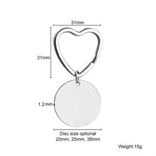 Disc personalized custom handwritten fingerprint can be engraved heart-shaped keyring
