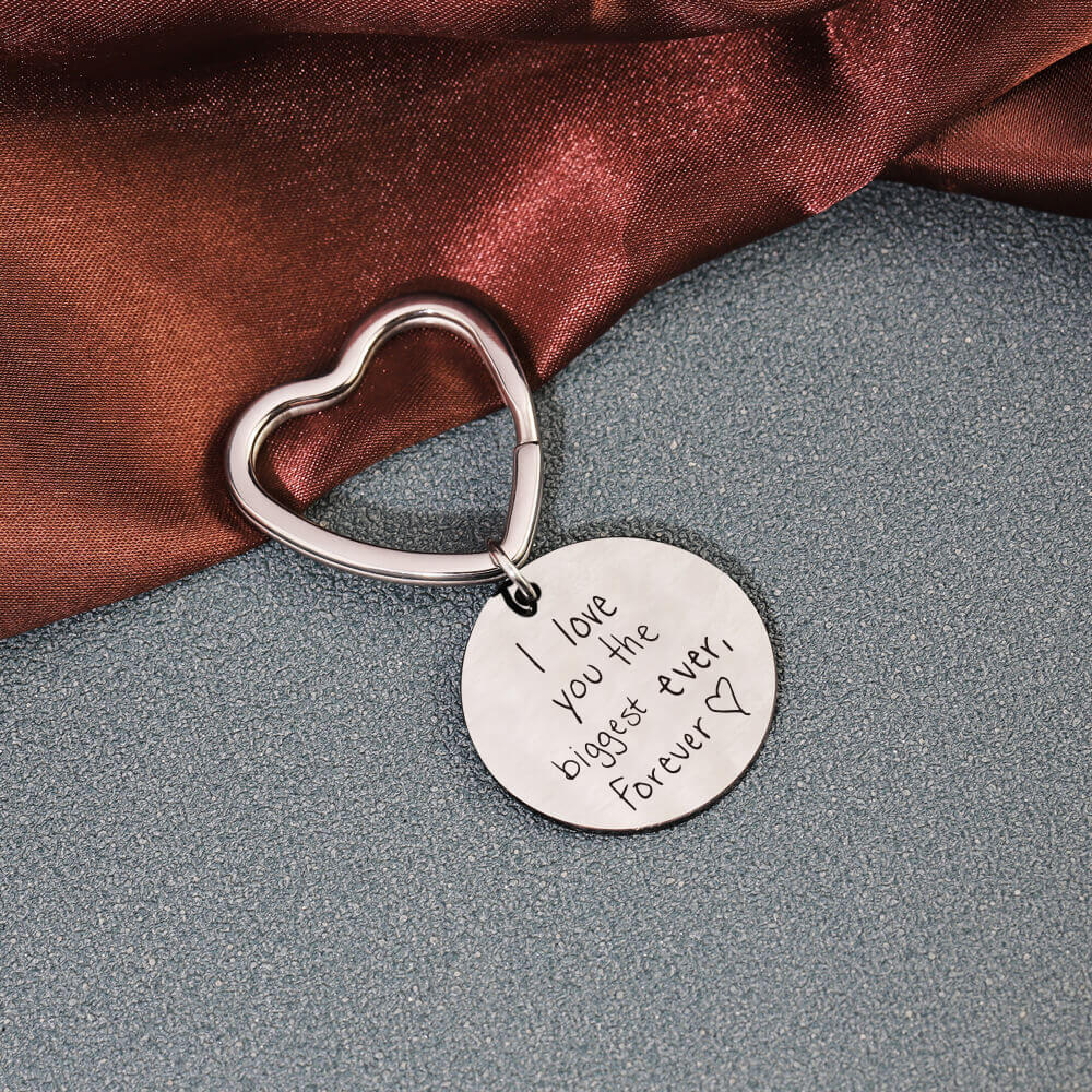 Disc personalized custom handwritten fingerprint can be engraved heart-shaped keyring
