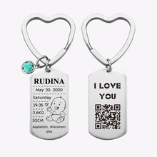 Birthstone New Mom Rectangular Personalized Custom Keychain Gifts for New Moms