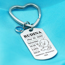 Birthstone New Mom Rectangular Personalized Custom Keychain Gifts for New Moms