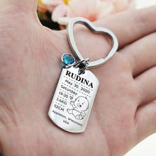 Birthstone New Mom Rectangular Personalized Custom Keychain Gifts for New Moms