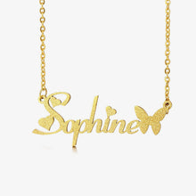 Custom 18 Gold Plated  Name Necklace With Heart Butterfly