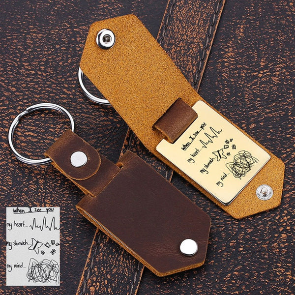 Personalized Leather Keychain, Customized Keychain, Custom Leather