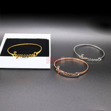 Personalized Name Bracelet, Cut Out Name Bangle Rose Gold