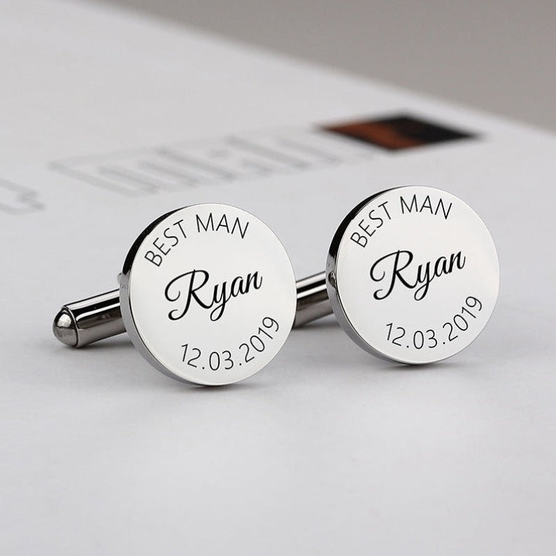 Wedding Cufflinks | Custom Silver Cuff Links | Groom fashion Gift | Bride to Groom Wedding Gift