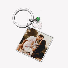 Custom Color  Photo Date Calendar Engraving Keychain Square Pendant Keyring Gift