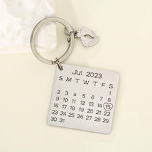 Custom Color  Photo Date Calendar Engraving Keychain Square Pendant Keyring Gift