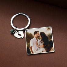 Custom Color  Photo Date Calendar Engraving Keychain Square Pendant Keyring Gift