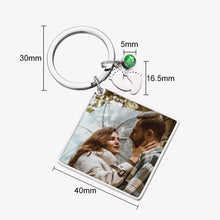 Custom Color  Photo Date Calendar Engraving Keychain Square Pendant Keyring Gift