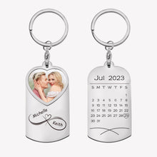 Personalized Custom Heart Color Photo Calendar Rectangle Keychain