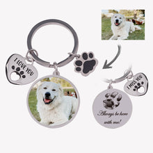 Personalized Custom Pet Photo Keyring Handwritten Fingerprint Round Keychain