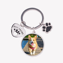 Personalized Custom Pet Photo Keyring Handwritten Fingerprint Round Keychain