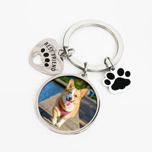Personalized Custom Pet Photo Keyring Handwritten Fingerprint Round Keychain