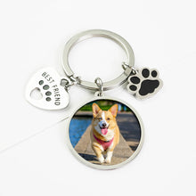 Personalized Custom Pet Photo Keyring Handwritten Fingerprint Round Keychain