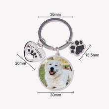 Personalized Custom Pet Photo Keyring Handwritten Fingerprint Round Keychain