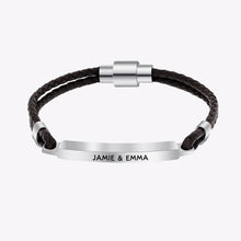 Personalized Custom Fingerprint Handwriting Men's Magnetic Bar Bracelet