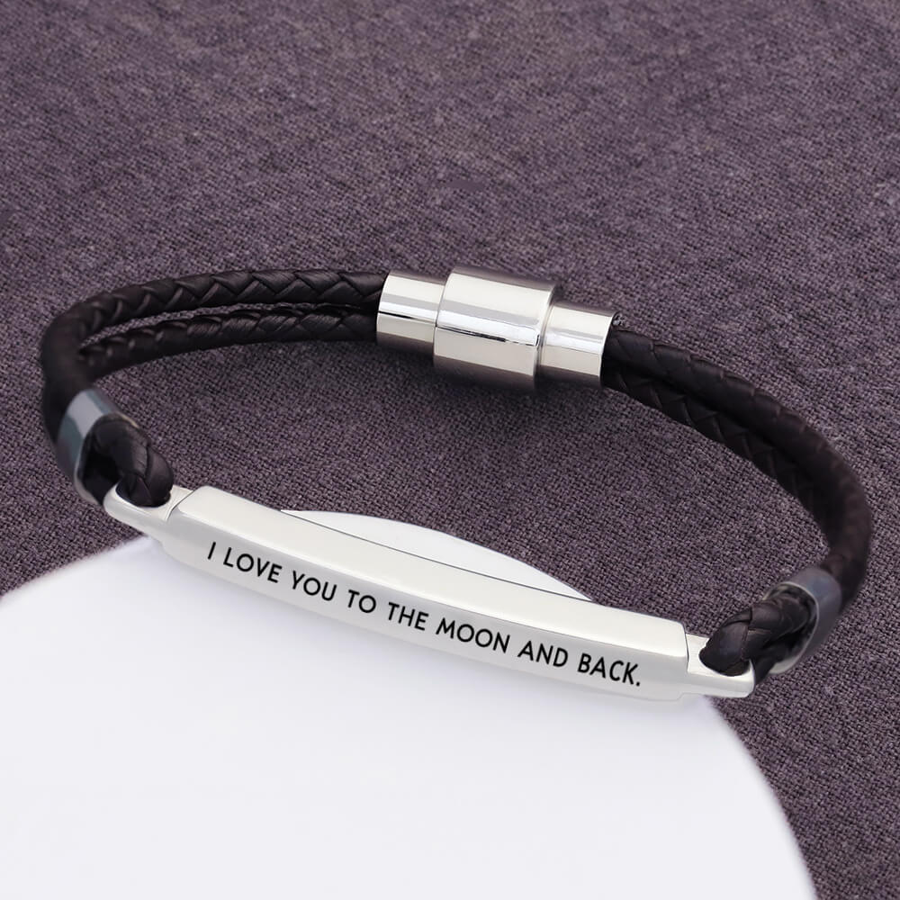 Personalized Custom Fingerprint Handwriting Men's Magnetic Bar Bracelet