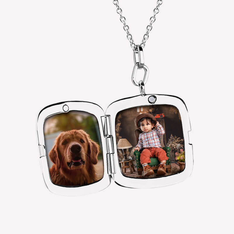 Photo Engraved Full-Color Rectangle Necklaces