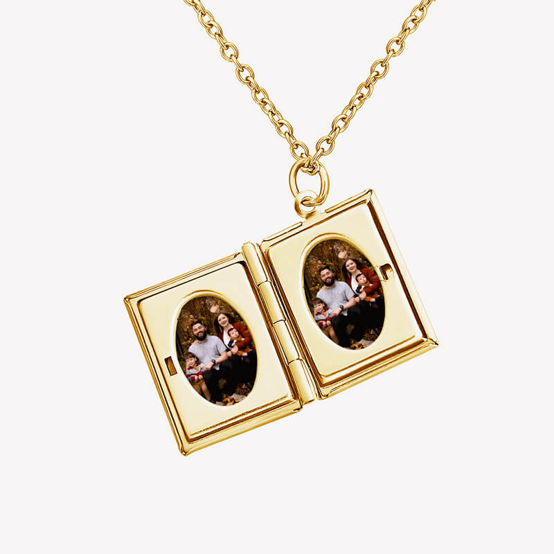 Personalization Memory Book Photo Necklace For Mom
