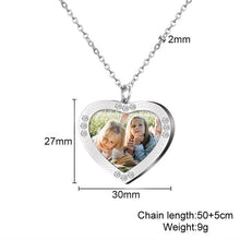 Photo Engraved Full-Color Gem Heart Necklace