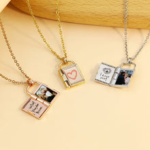 Personalized Custom Handwritten Zircon Book Photo Necklace