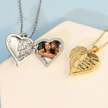 Wings Heart Personalized Engraved Photo Necklace