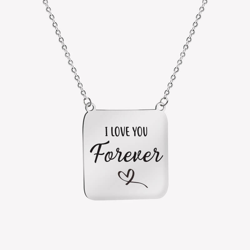Stainless Steel Rectangular Personalized Engraved Photo Necklace