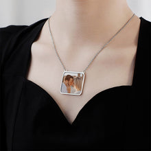 Stainless Steel Rectangular Personalized Engraved Photo Necklace