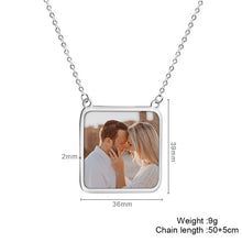 Stainless Steel Rectangular Personalized Engraved Photo Necklace
