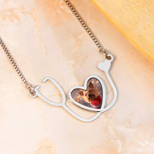 Stainless Steel Personalized Heart Stethoscope Photo Necklace