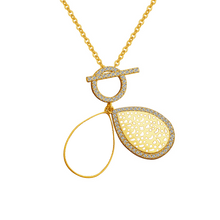 Gold Hollow Water Drop Shape Photo Box Necklace Clavicle Chain Personality Women's Pendant