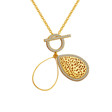 Gold Hollow Water Drop Shape Photo Box Necklace Clavicle Chain Personality Women's Pendant