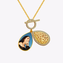 Gold Hollow Water Drop Shape Photo Box Necklace Clavicle Chain Personality Women's Pendant
