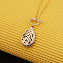 Gold Hollow Water Drop Shape Photo Box Necklace Clavicle Chain Personality Women's Pendant