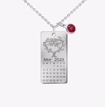 Calendar Rectangular Long Bar Necklace Handwriting Custom Custom Custom Gold Jewelry