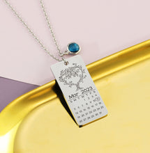 Calendar Rectangular Long Bar Necklace Handwriting Custom Custom Custom Gold Jewelry